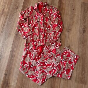Nick & Nora Red and Brown Sock Monkey Pajama Set